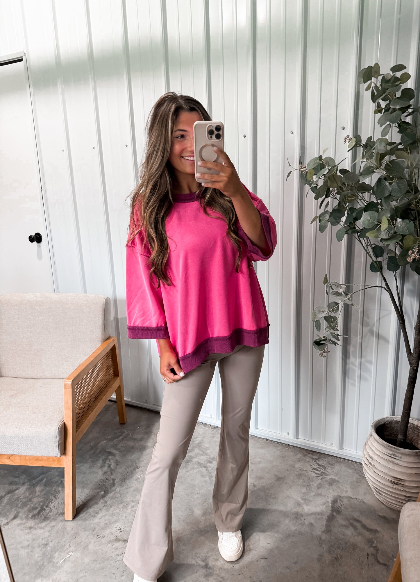 Contrast Trim Boxy Tee- 2 colors