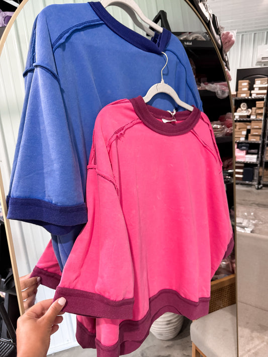 Contrast Trim Boxy Tee- 2 colors