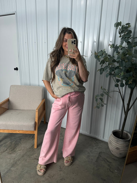 Acid Wash Fleece Lounge pants - Pink