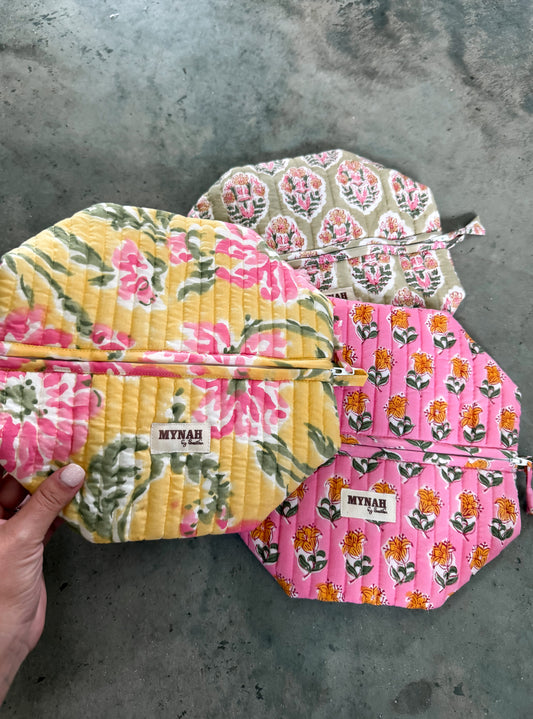 Quilted Makeup Bags- 3 colors