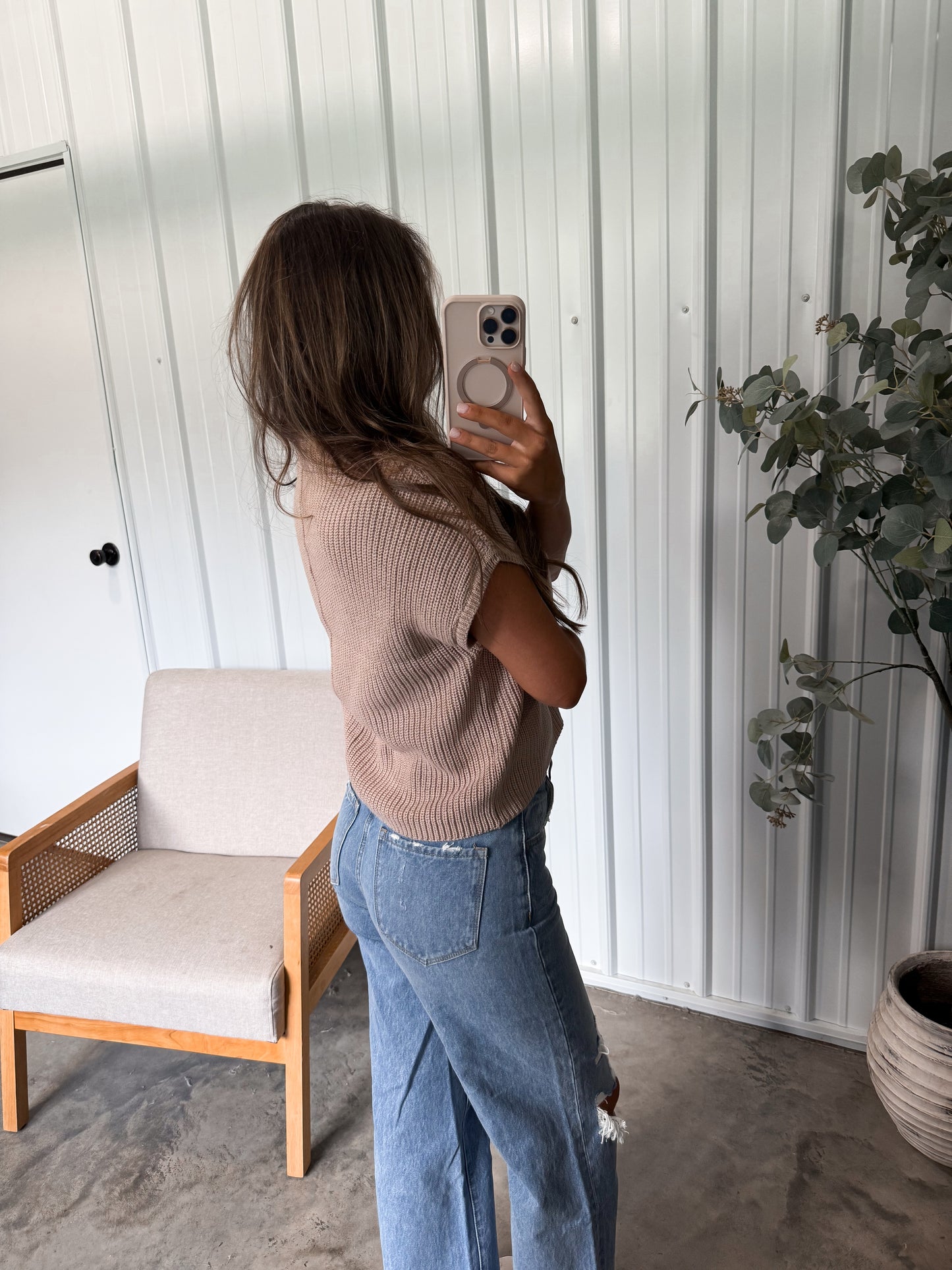 Madalyn Sweater Tee- Light Mocha