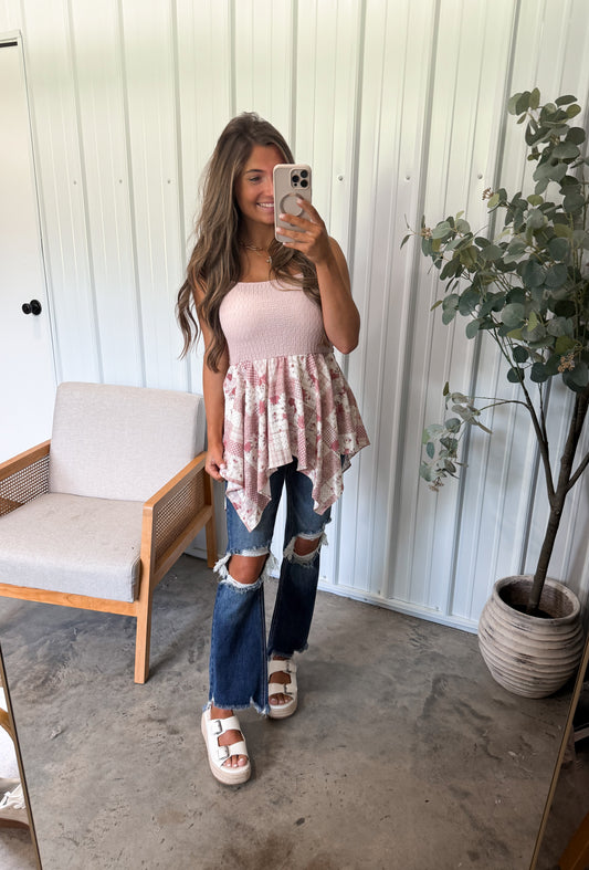 Soft Rose Patchwork Tank