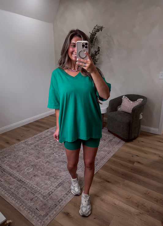 Comfort Zone Biker Shorts Set - kelly green
