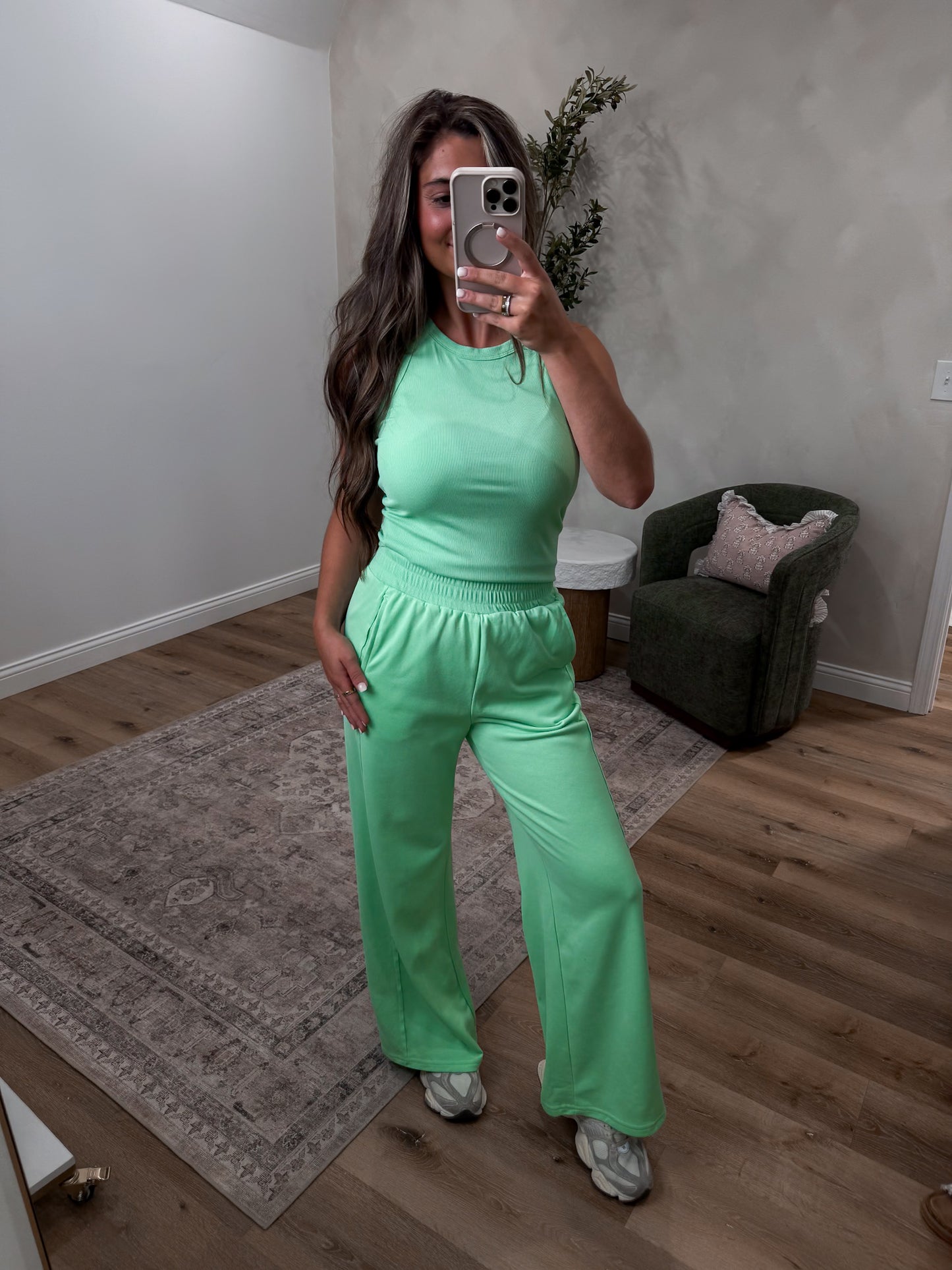 Saylor Ribbed Tank Set - green