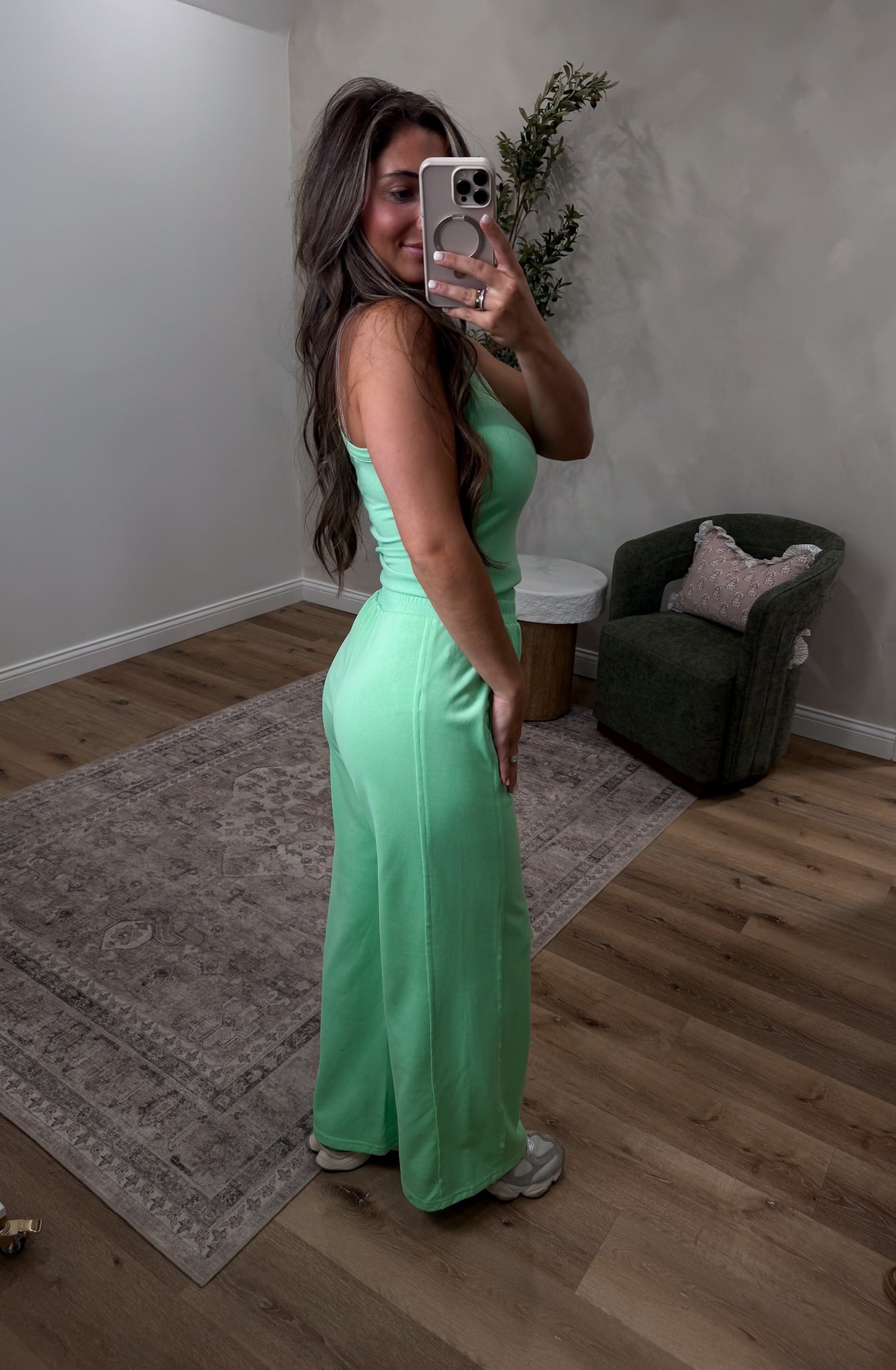 Saylor Ribbed Tank Set - green