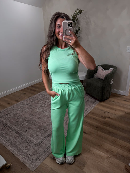 Saylor Ribbed Tank Set - green