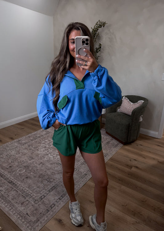 Breezy Babe French Terry Set - aqua/dark green