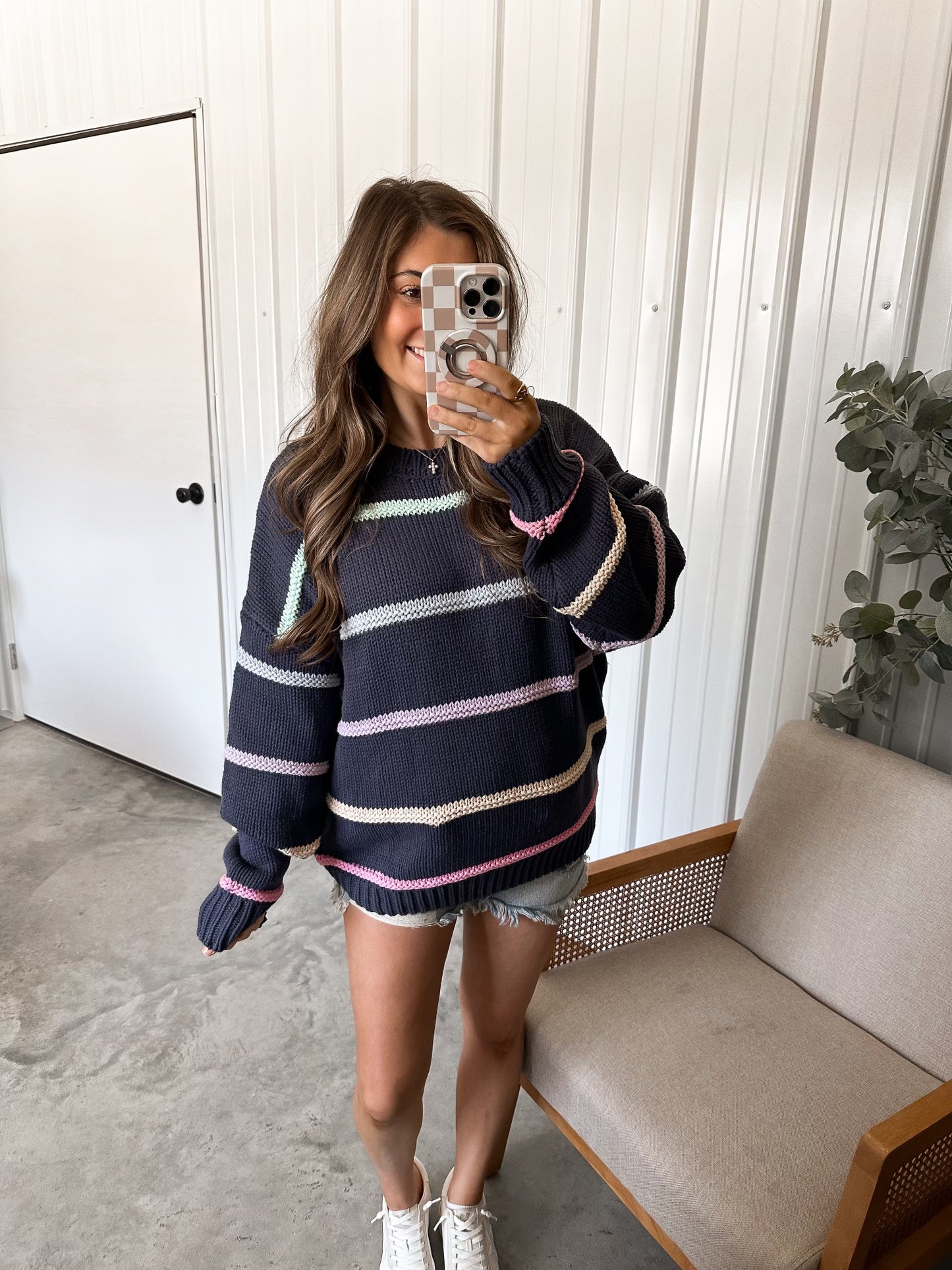 Pastel navy striped sweater