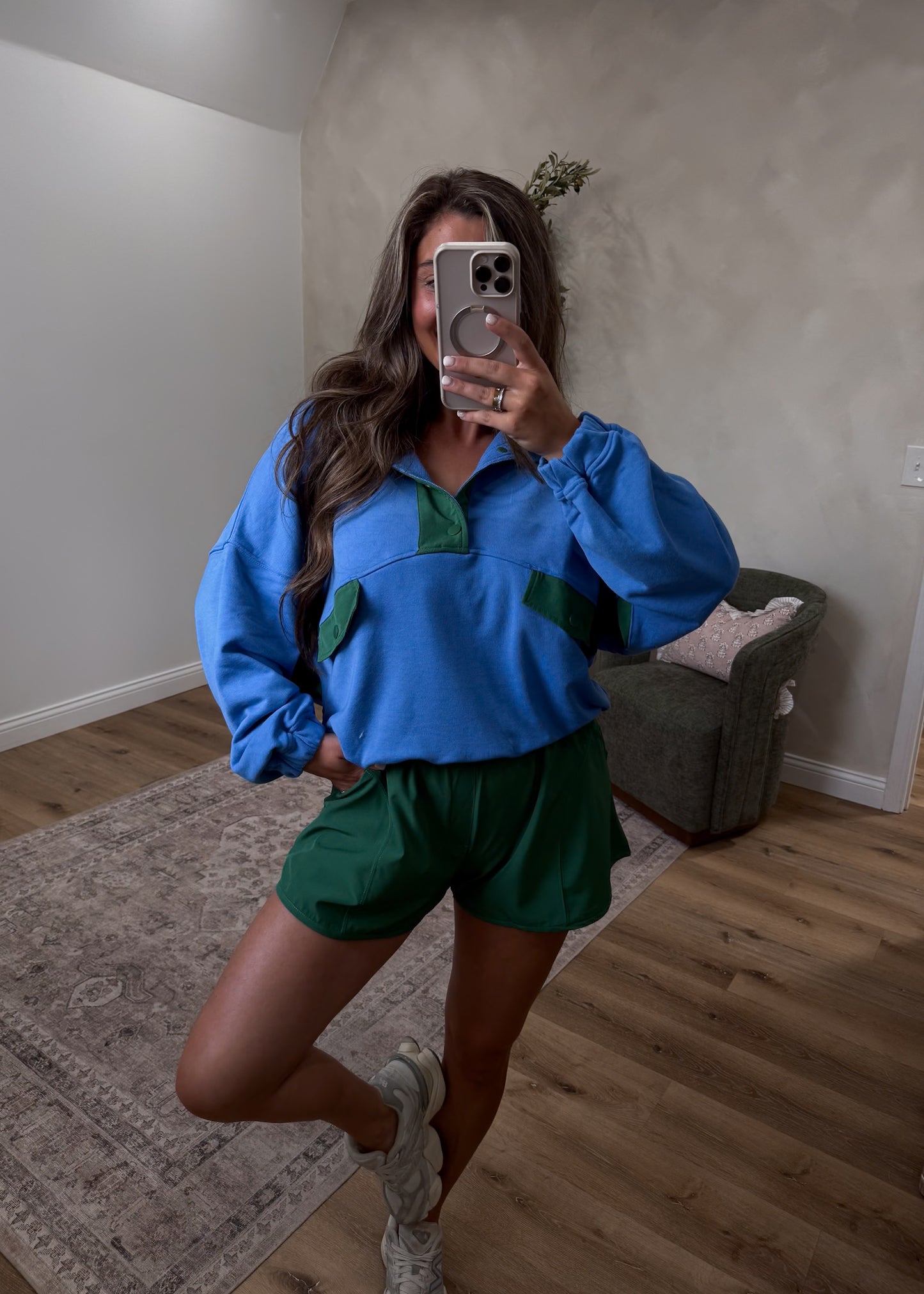 Breezy Babe French Terry Set - aqua/dark green