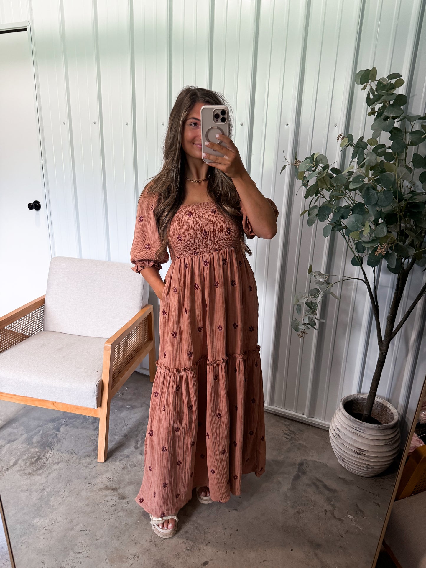 Aurora Gauze Maxi Dress - Mocha