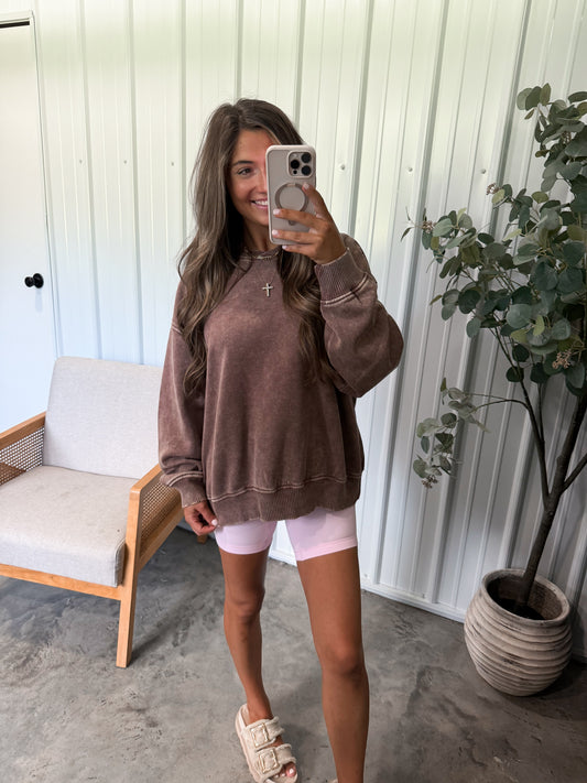 Crossover Cozy Pullover - Brown