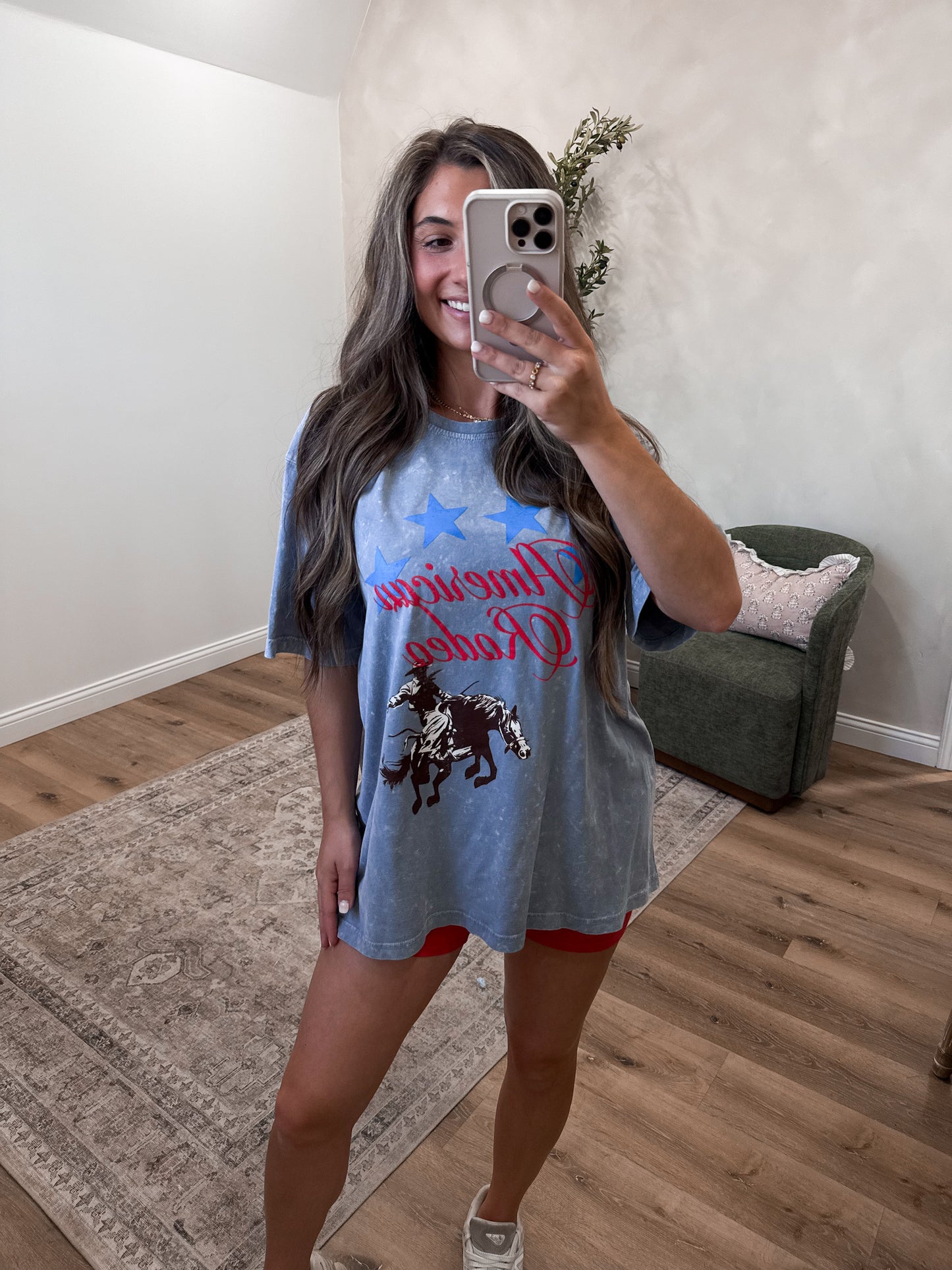 American Rodeo Cowboy Tee - denim