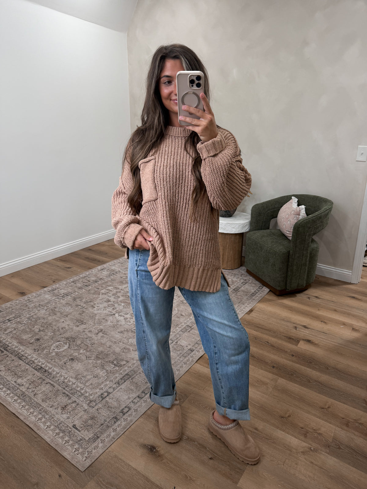 Caramel Comfort Chunky Knit Sweater - mocha