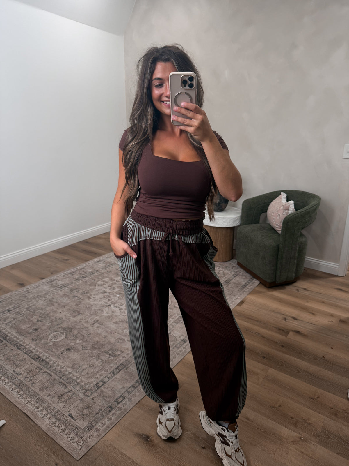 Gentle Ease Square Neck Tee - dark chocolate