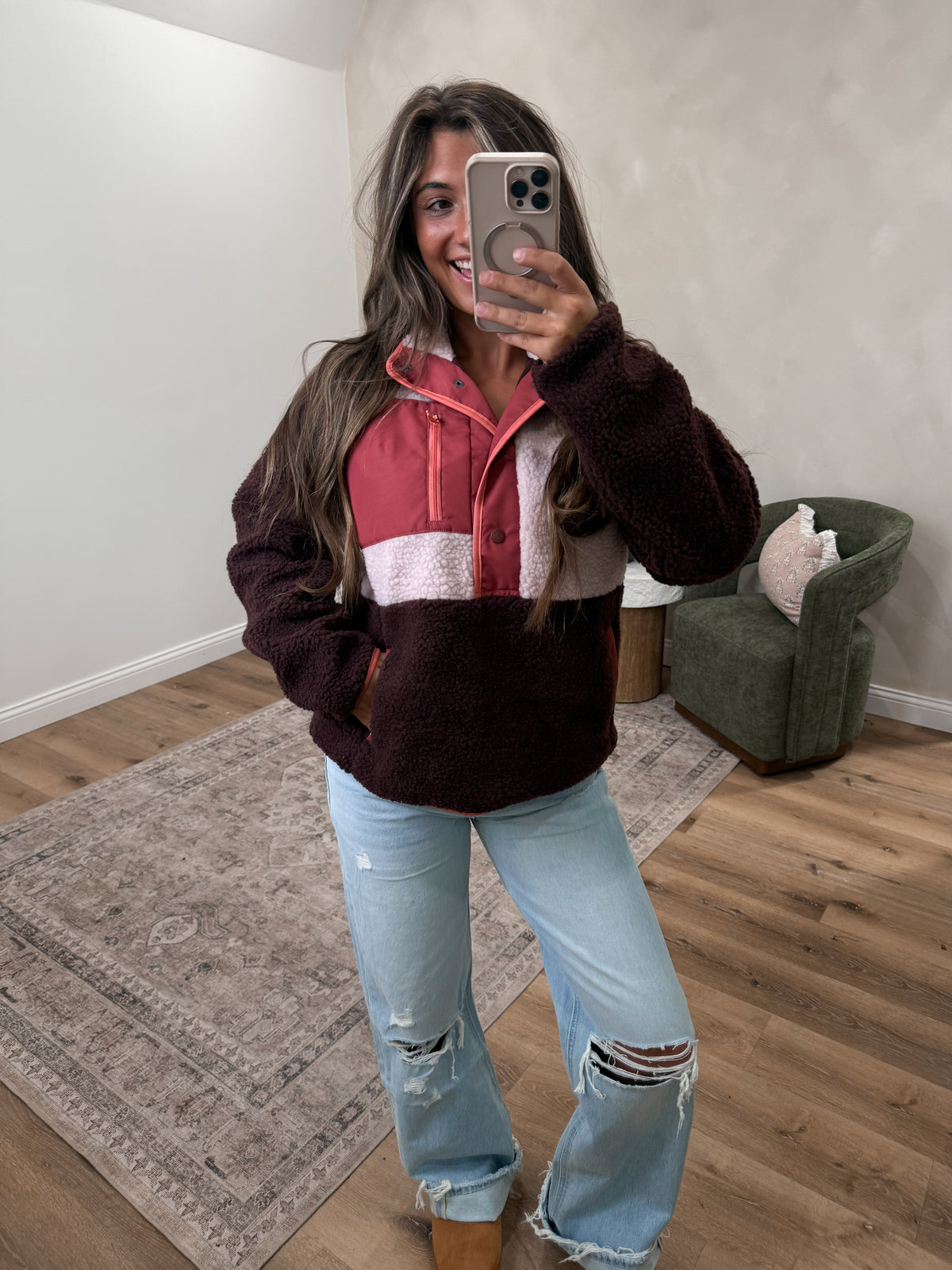 The Great Escape color block Sherpa - chocolate