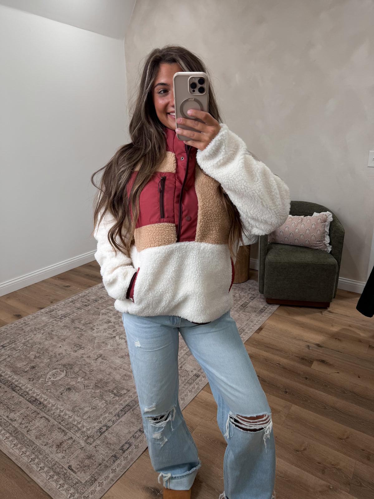 The Great Escape color block Sherpa - cuban sand