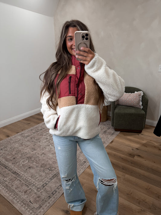 The Great Escape color block Sherpa - cuban sand