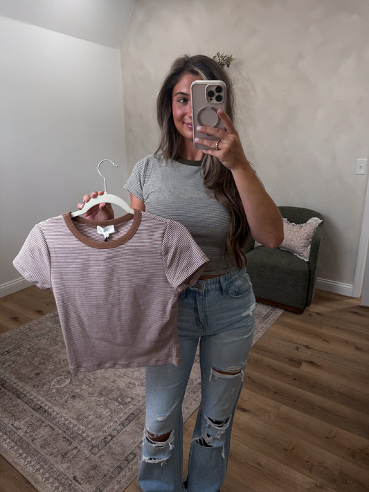 Annie Striped Baby Tee - brown stripe