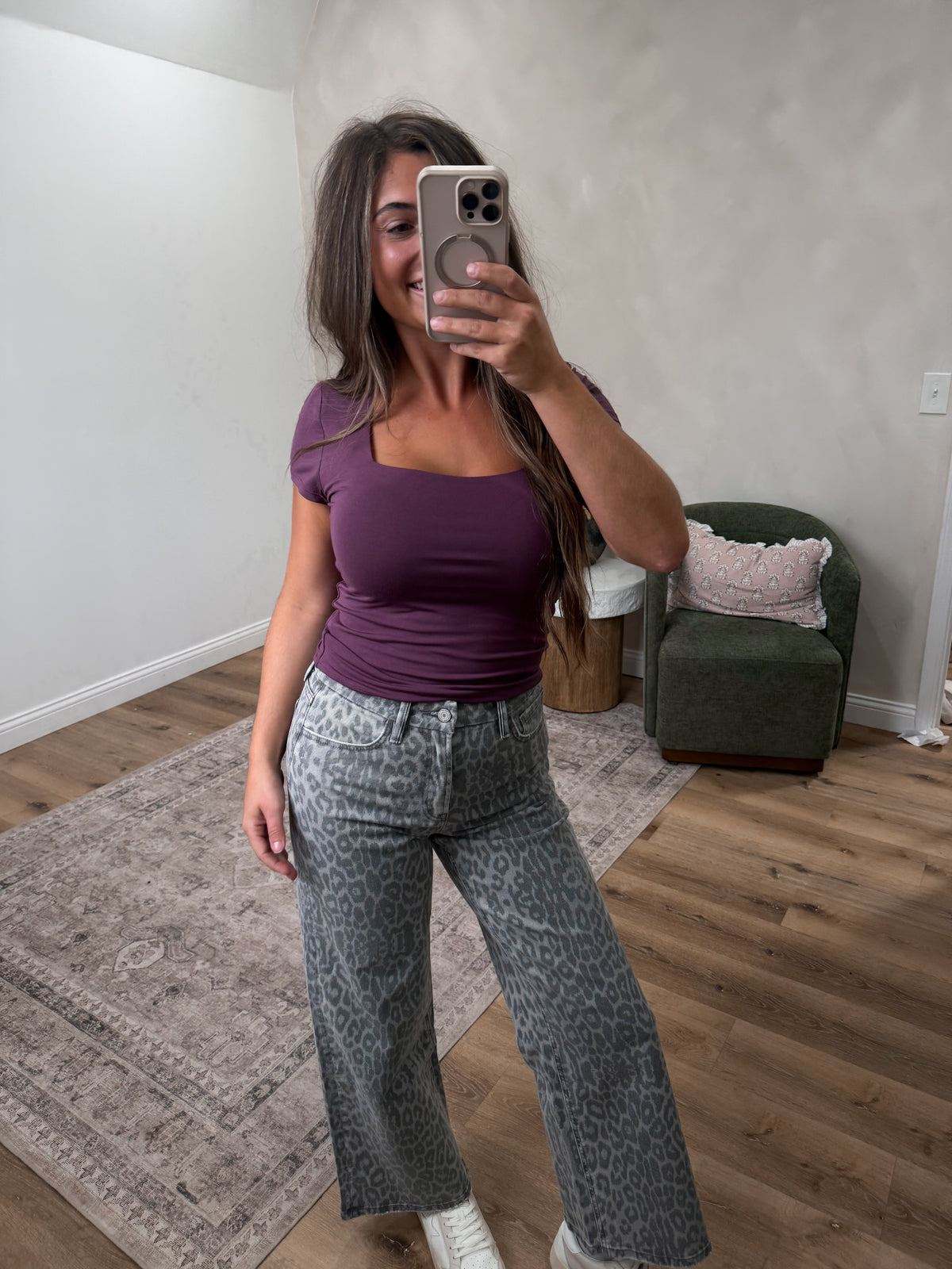 Gentle Ease Square Neck Tee - dark plum