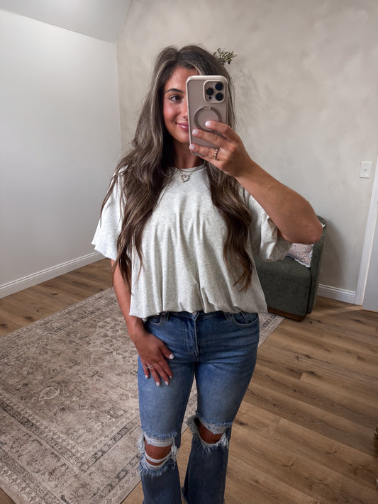 Rosie Bubble Knit Top - ivory fog