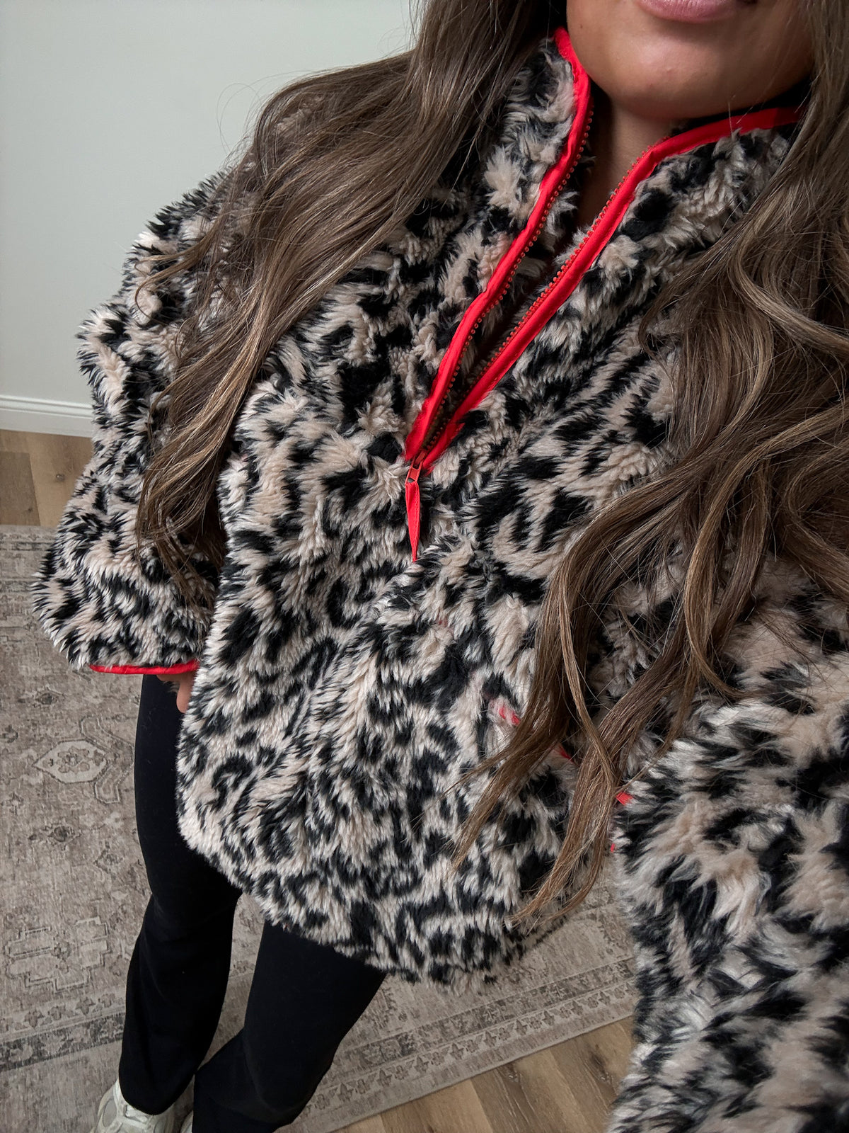 Luxe Leopard Half Zip Sherpa Pullover
