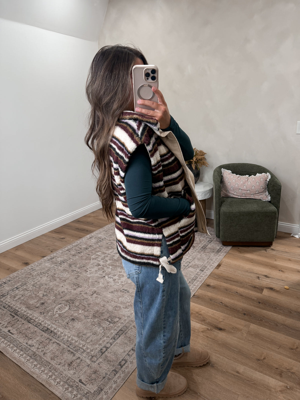 Next Destination Striped Oversized Vest - multi