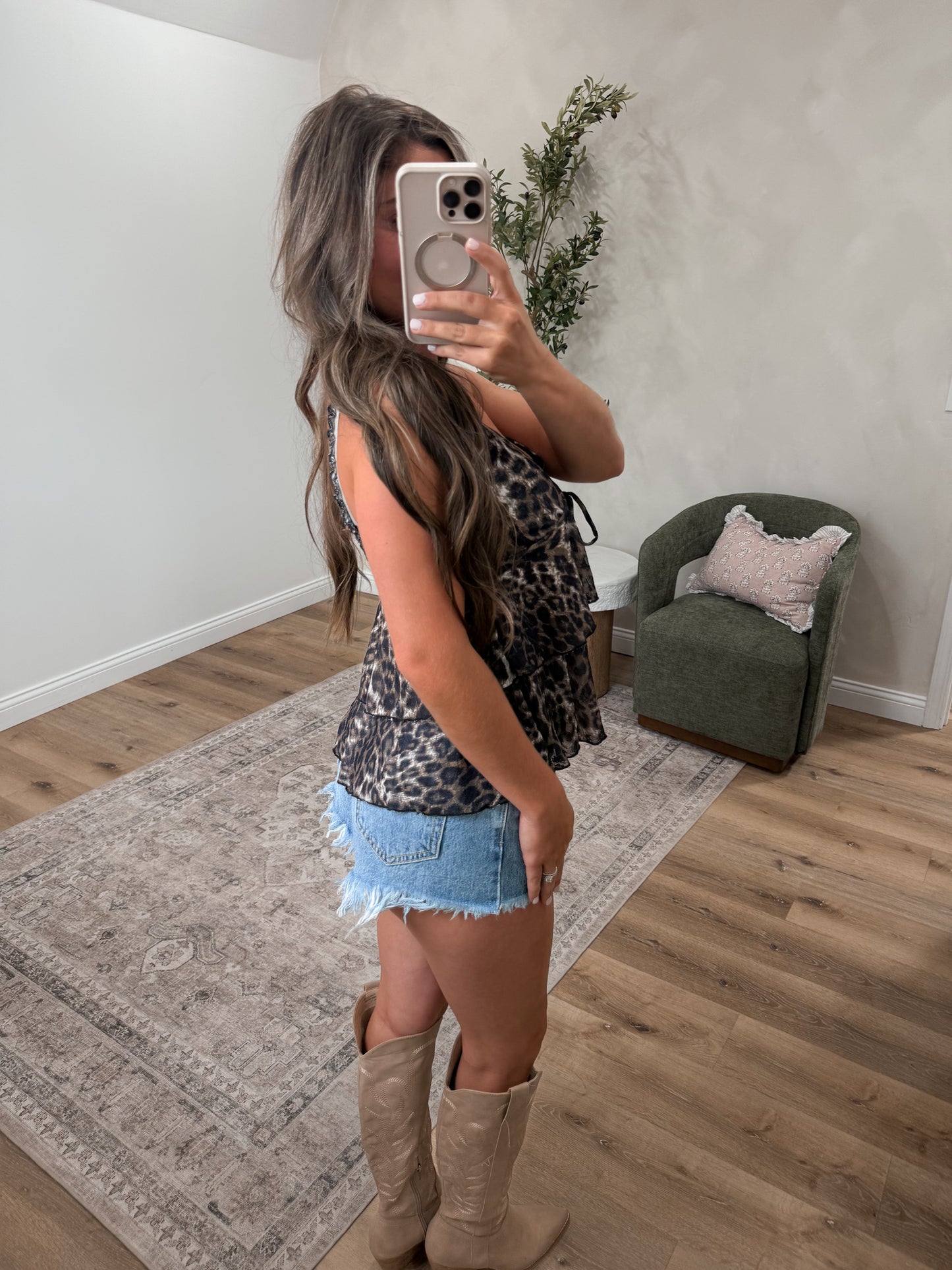 Rebel Romance Ruffled Cami Tank - leopard