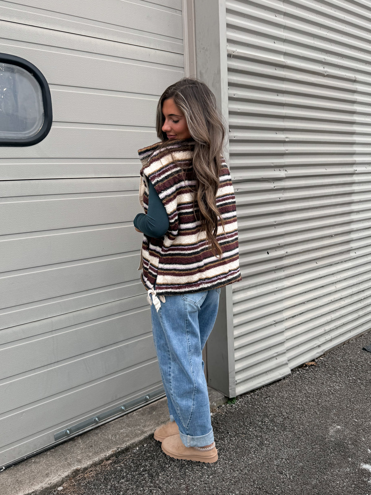 Next Destination Striped Oversized Vest - multi