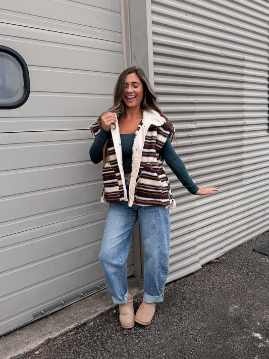 Next Destination Striped Oversized Vest - multi