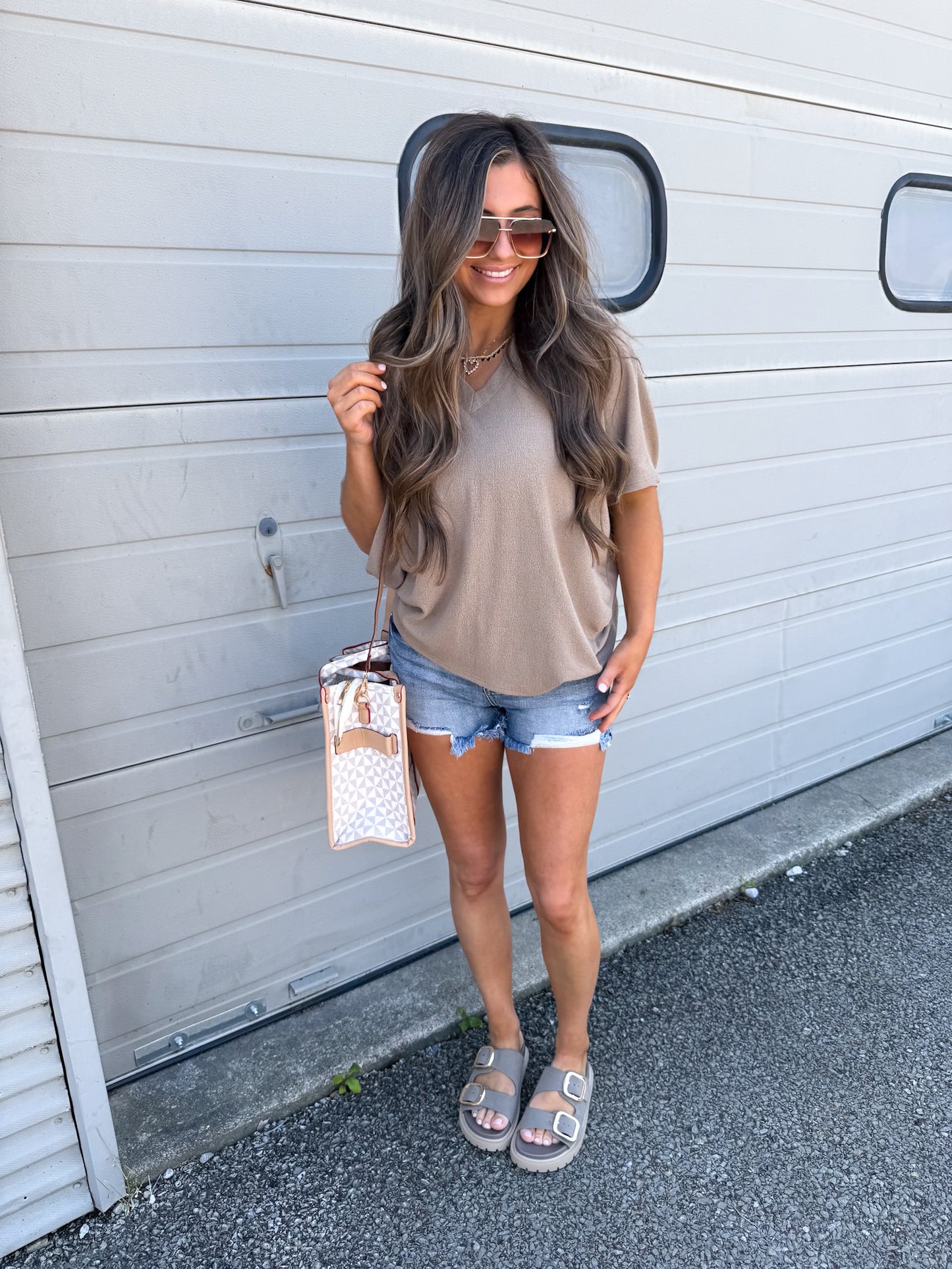 Vera V-Neck top - taupe
