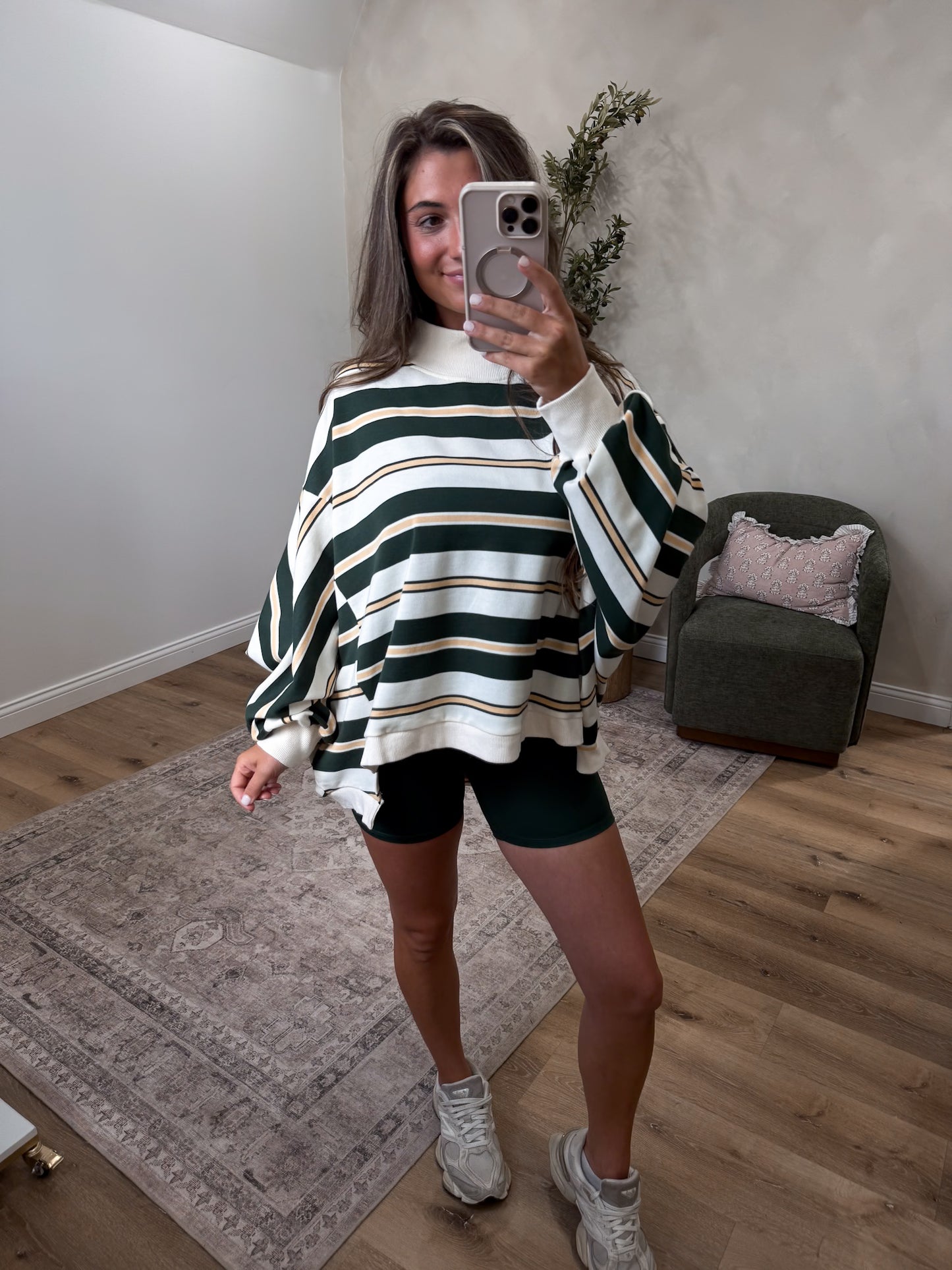 *PREORDER * Ryland Striped Oversized Pullover - green/yellow *PREORDER 10/30 ORDER INDIVIDUALLY FROM IN STOCK PRODUCTS