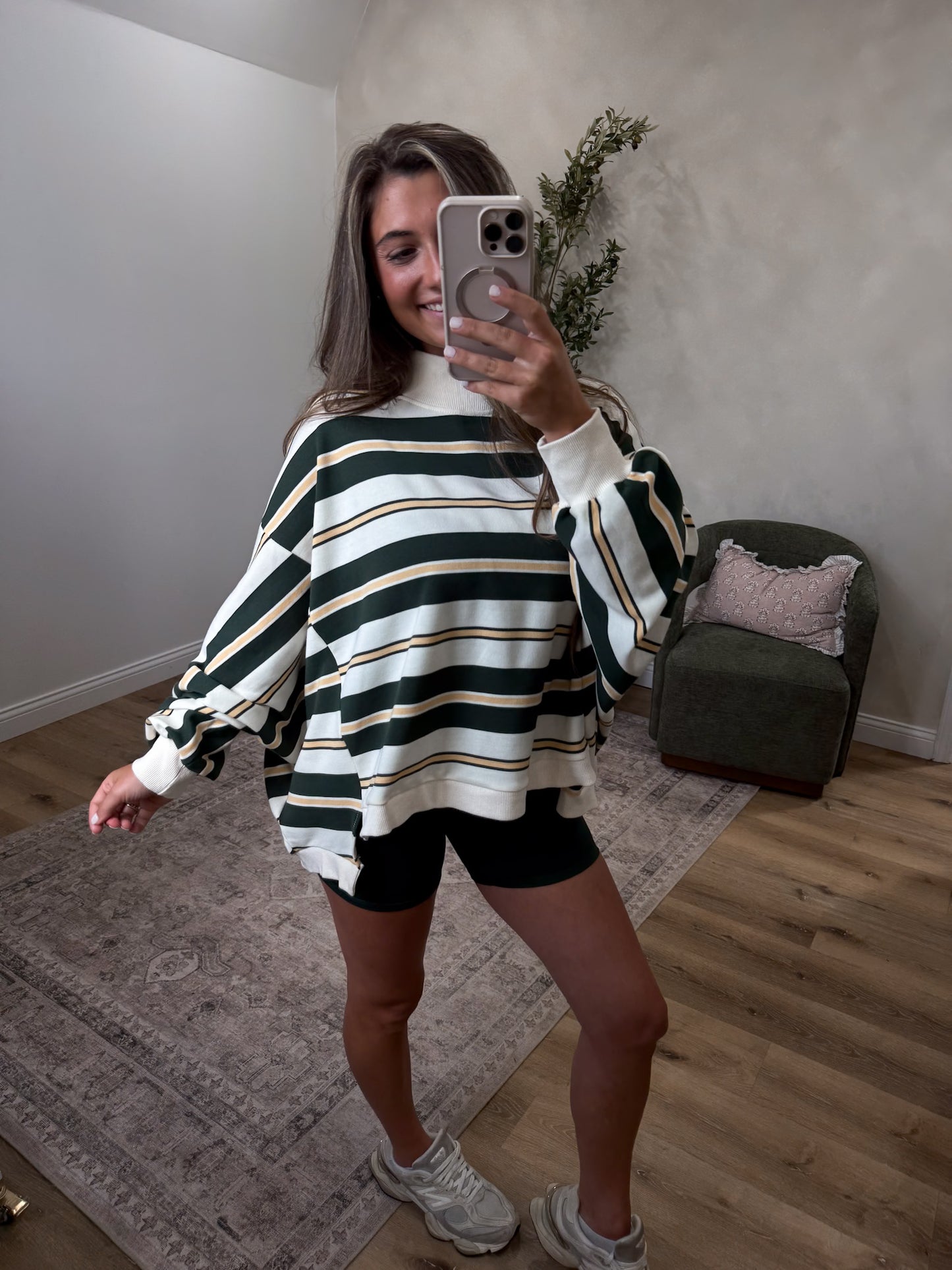 *PREORDER * Ryland Striped Oversized Pullover - green/yellow *PREORDER 10/30 ORDER INDIVIDUALLY FROM IN STOCK PRODUCTS