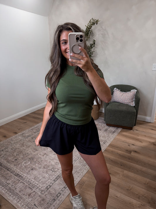 Hazel Hustle Flutter Shorts - black