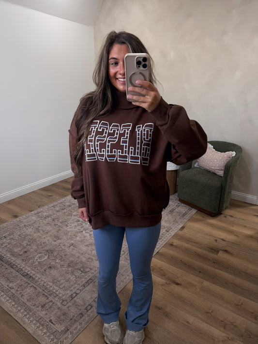 Blessed Mock Neck Pullover - brown