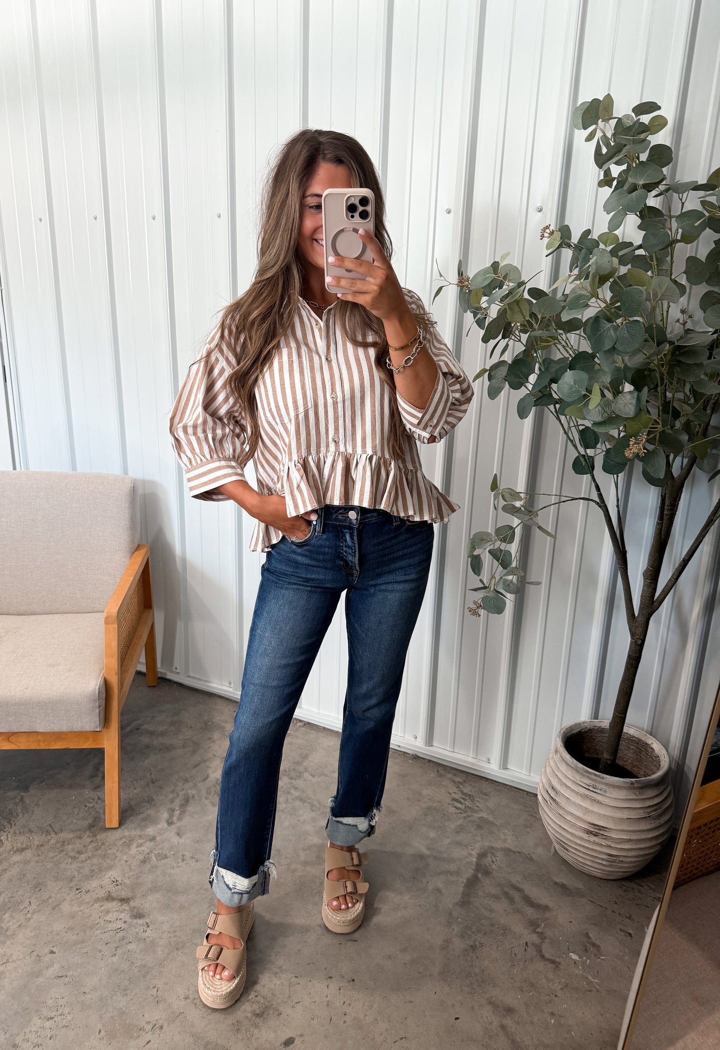 Tummy Control High Rise Cuffed Jeans