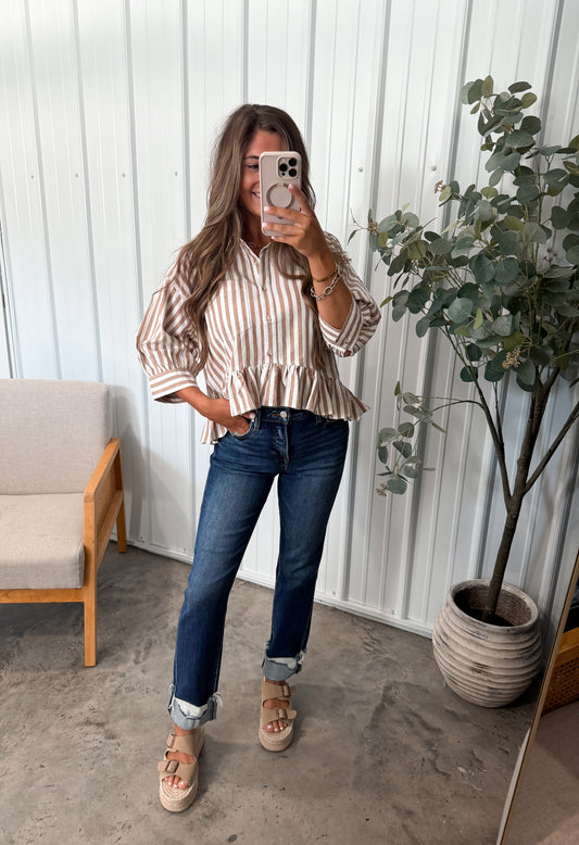 Tummy Control High Rise Cuffed Jeans