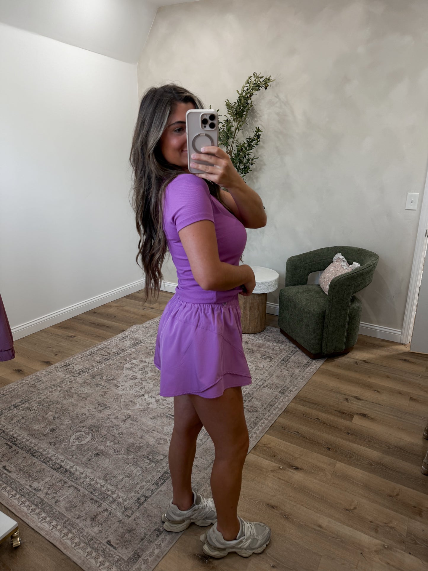 Hazel Hustle Flutter Shorts - mulberry