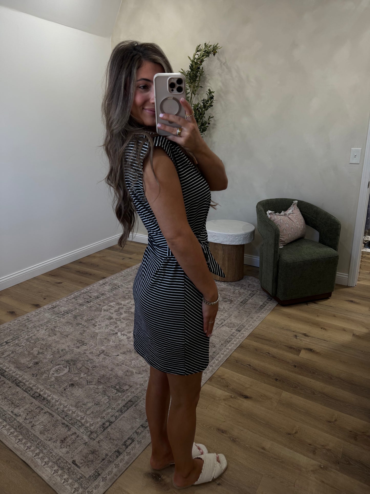 Sweet Simplicity Striped Mini Dress - black