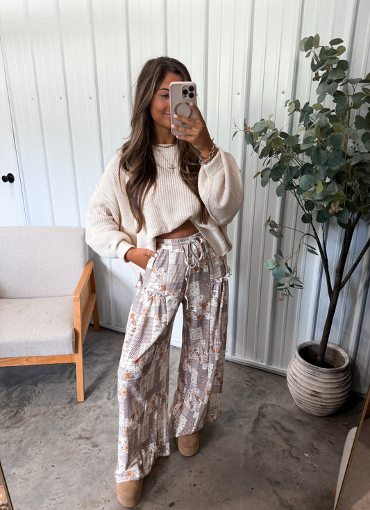 Patchwork Print Wide Leg Pants *PREORDER FOR 9/7 SHIPMENT**