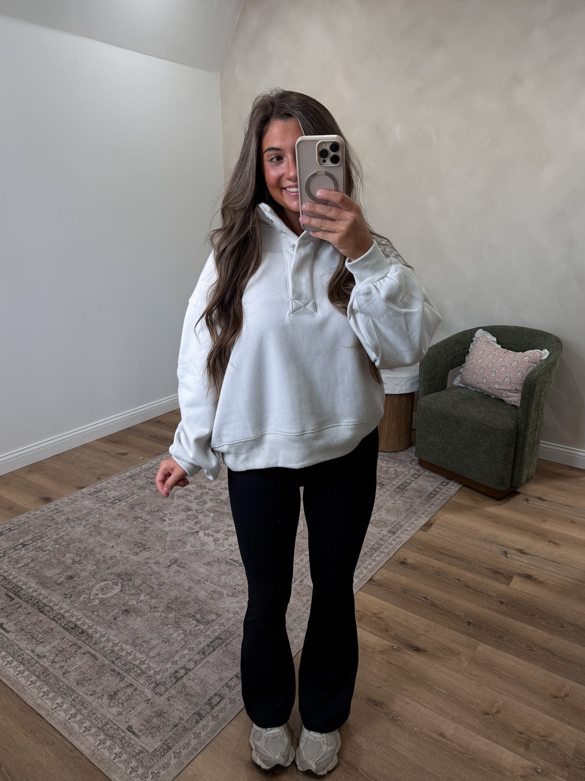 Quick Decisions Half Button Pullover - bone