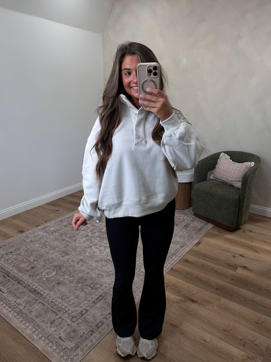 Quick Decisions Half Button Pullover - bone