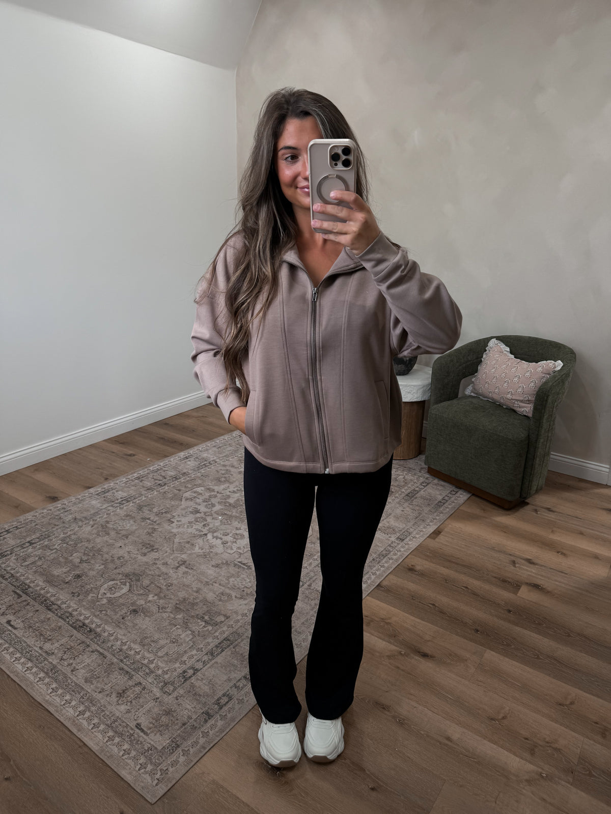 On the Move Scuba Full Zip - cocoa