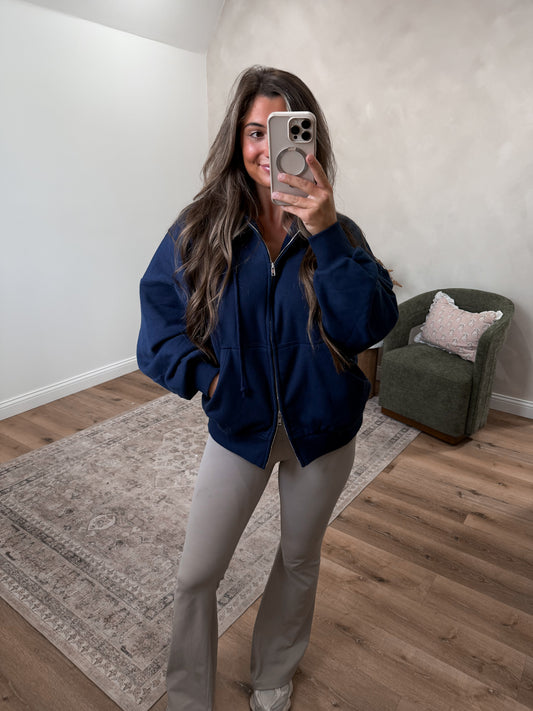 No Pressure Fleece Zip-Up - navy