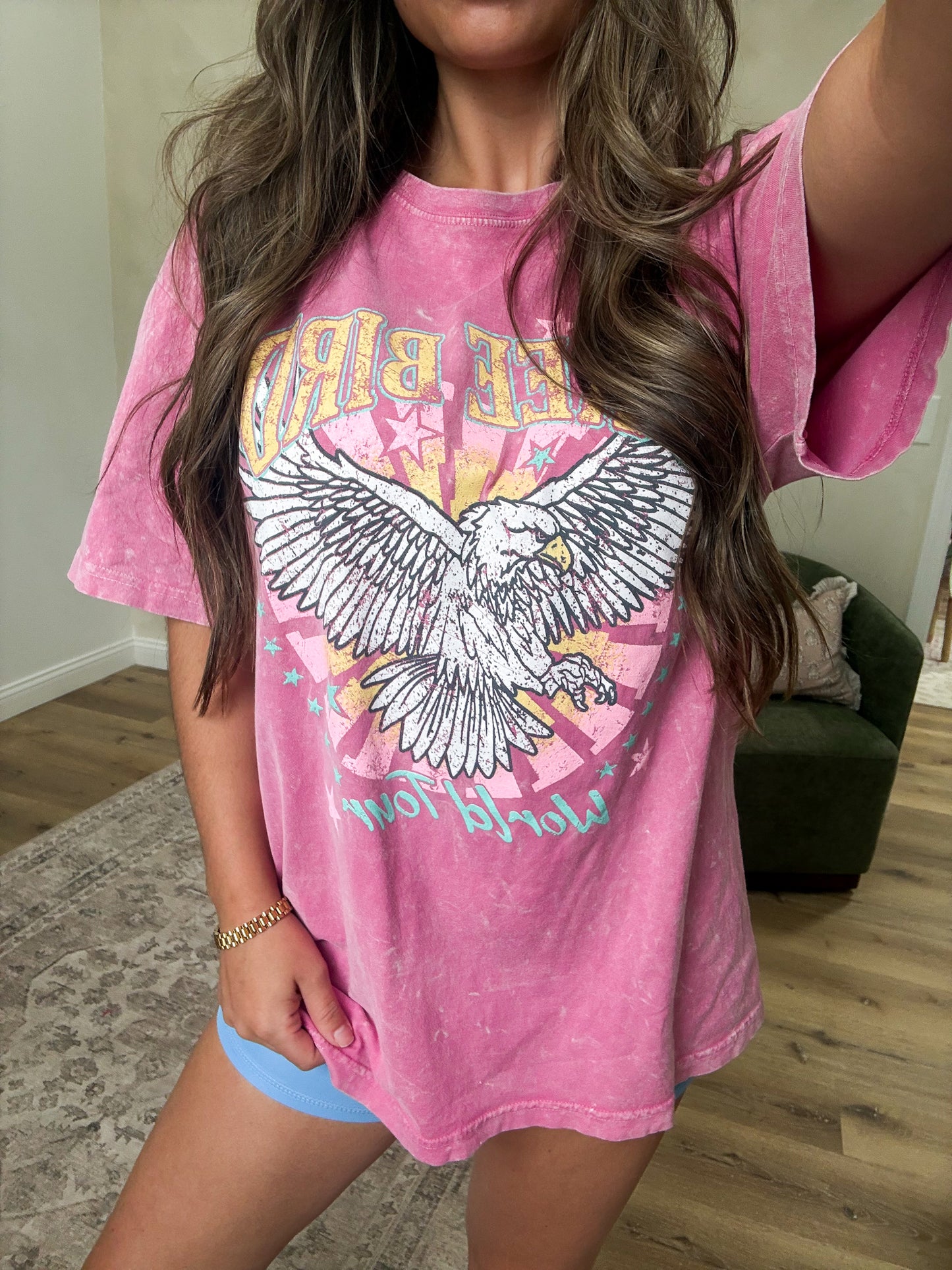 Free Bird World Tour Boyfriend Tee - pink
