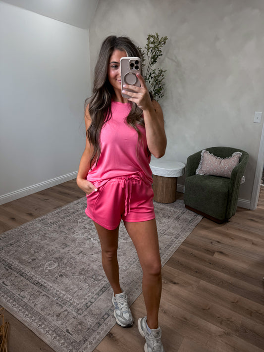 Bright Side Shorts Set - taffy pink