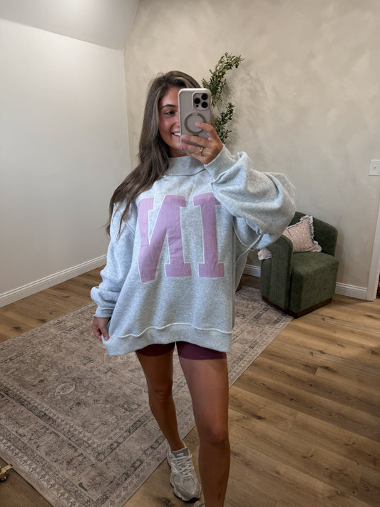 'IN' Mock Neck Pullover - ash grey