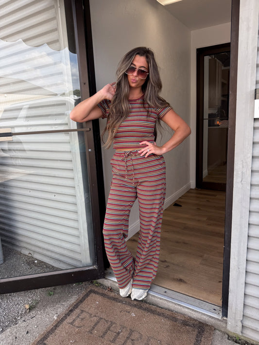 Victorious Striped Set - brown multi