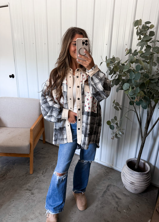 Fireside Floral Flannel - Natural / White