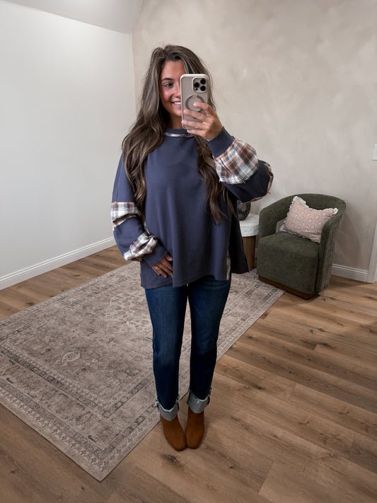Elevated Details waffle Knit blouse - charcoal
