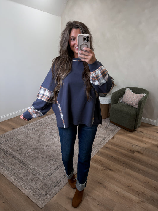 Elevated Details waffle Knit blouse - charcoal